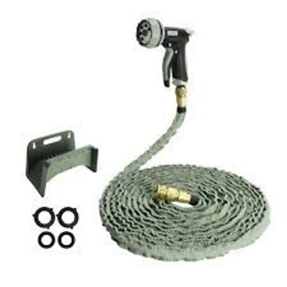 GRUMPY GARDENER REINFORCED EXPANDABLE HOSE WITH ACCESSORIES IN SAGE