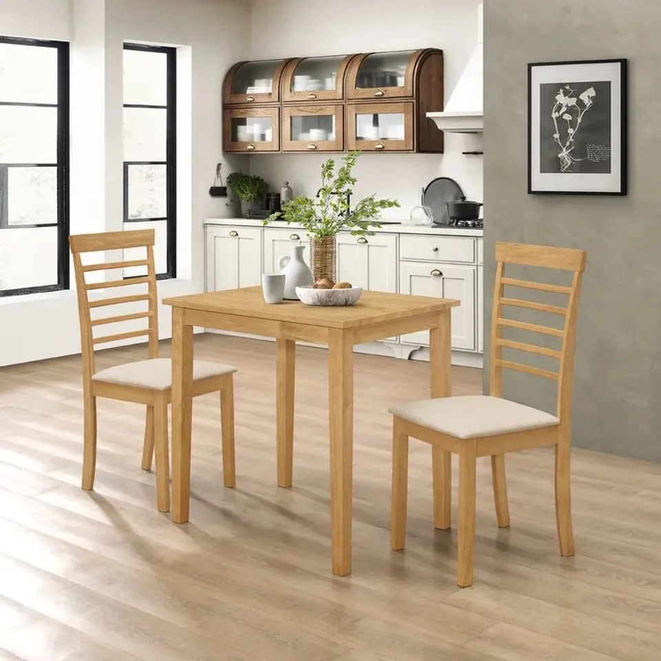 BOXED MCNEILL 2-PERSON RUBBERWOOD SOLID WOOD DINING SET (2 BOXES)