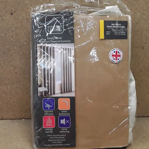 BRAND NEW ENHANCED LIVING BLACK OUT THERMAL CURTAINS - 168CM X 137CM (CREAM)