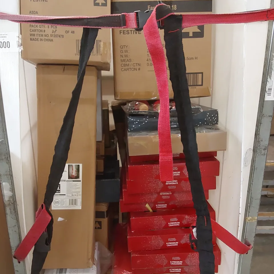 CAGE TO CONTAIN A LARGE ASSORTMENT OF CHRISTMAS STOCK TO INCLUDE; CHRISTMAS CRACKERS, BAUBLES, DECOR ETC (CAGE NOT INCLUDED)