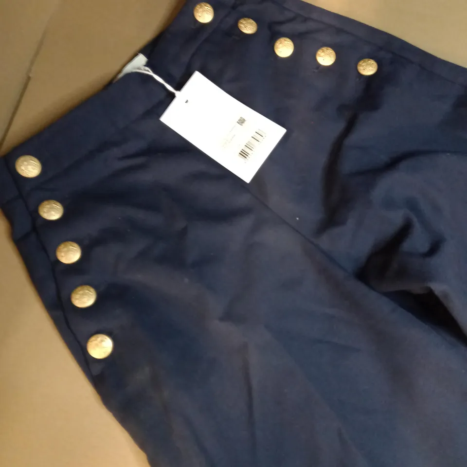 SEZANE NAVY/BUTTON DETAILED WOMENS TROUSERS - SIZE 8