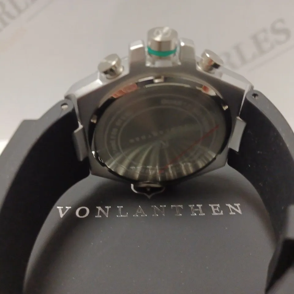 MENS VONLANTHEN CHRONOGRAPH WATCH – V200 – TEXTURED DIAL – 3ATM WATER RESISTANT – BLACK RUBBER STRAP