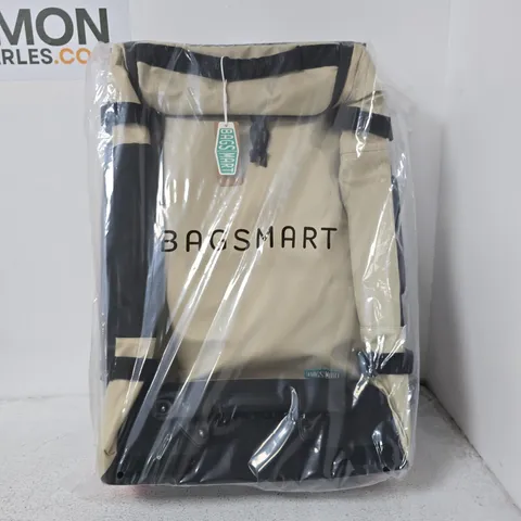 BAGSMART WHEELED BACKPACK β BEIGE WITH BLACK ACCENTS (IN PLASTIC SEALED)
