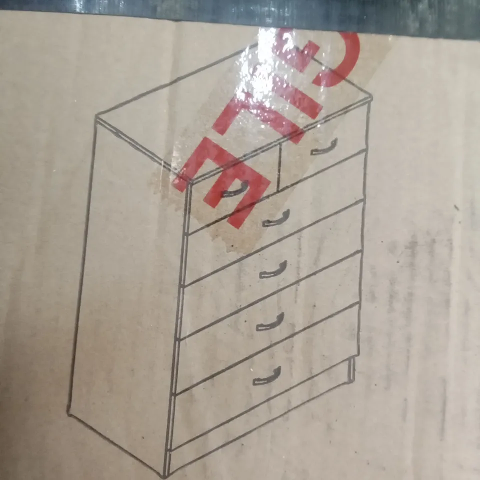 BOXED FW STYLE CHILTON 6 DRAWER CHEST - GREY GLOSS 