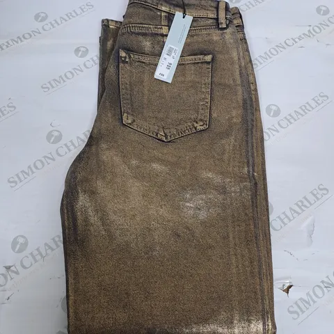 RIVER ISLAND GOLD EFFECT JEANS SIZE 14