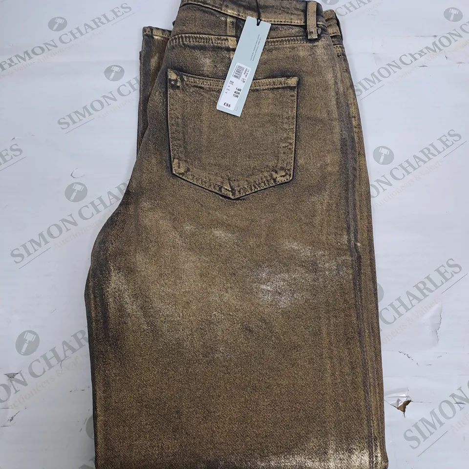 RIVER ISLAND GOLD EFFECT JEANS SIZE 14