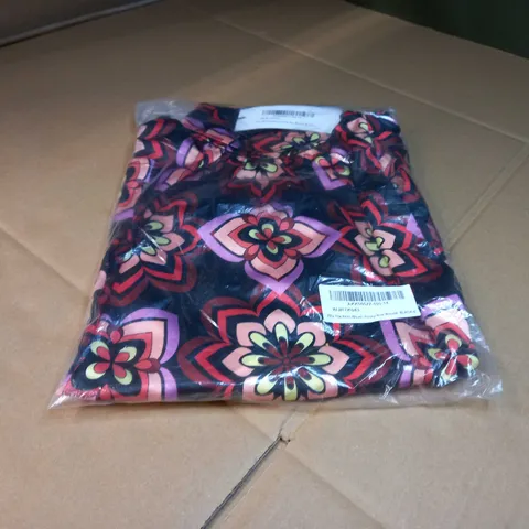 PACKAGED KAREN MILLEN 70'S TILE PRINT BOW BLOUSE - SIZE 6