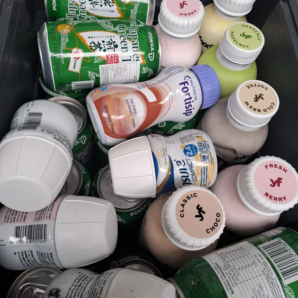 BOX OF APPROX 15 ASSORTED ITEMS TO INCLUDE - YFOOD BOTTLES, JAPANESE GREEN TEA, FORTISIP ETC
