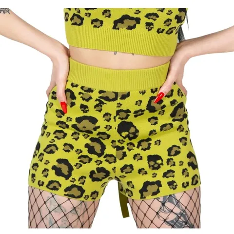 BRAND NEW KILLSTAR - SKULLEO KNIT - GREEN WOMEN'S SHORTS SIZE XS