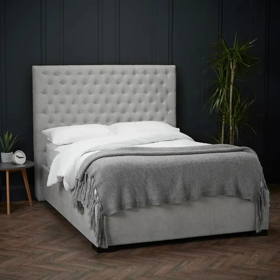 BOXED DESIGNER 4' SMALL DOUBLE UPHOLSTERED BED FRAME