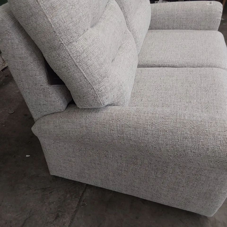QUALITY BRITISH DESIGNER G PLAN HOLMES SMALL TWO SEATER SOFA EIDER GREY FABRIC 