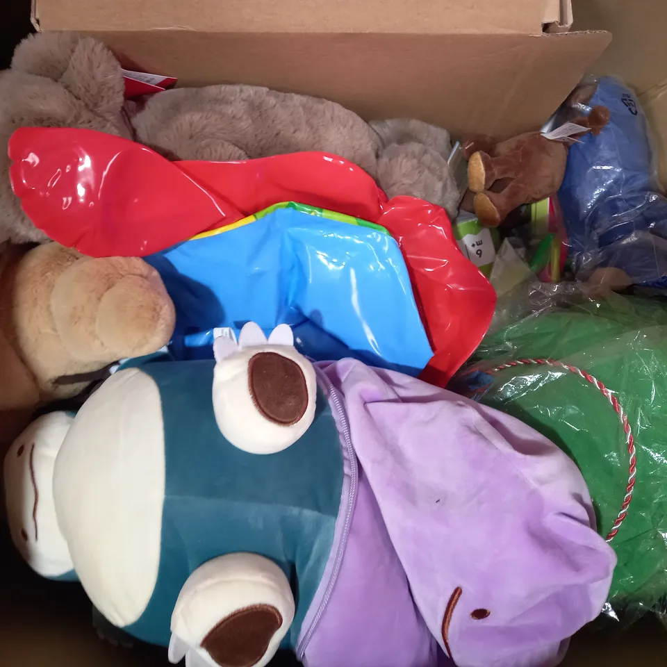 BOX OF APPROXIMATELY 10 ASSORTED TOYS AND GAMES TO INCLUDE KEEL TOYS TEDDY, PLAYMOBIL CITY LIFE 5569, EAT SLEEP DOODLE BUTTERFLY PENCIL CASE, ETC