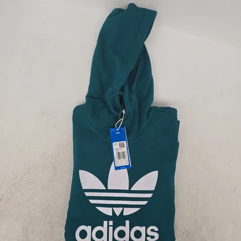 ADIDAS ADICOLOR CLASSICS TREFOIL HOODIE IN TEAL SIZE XS