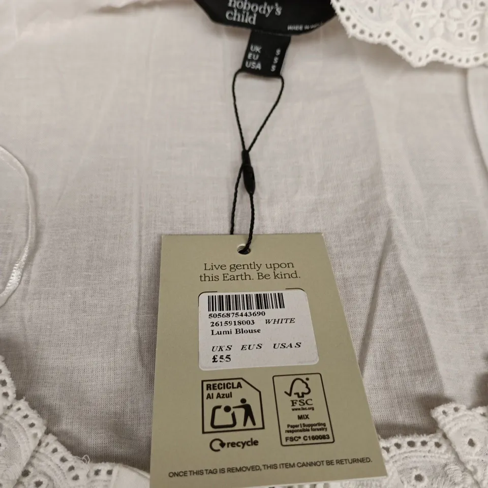NOBODYS CHILD LUMI BLOUSE WHITE UK SMALL TAGGED