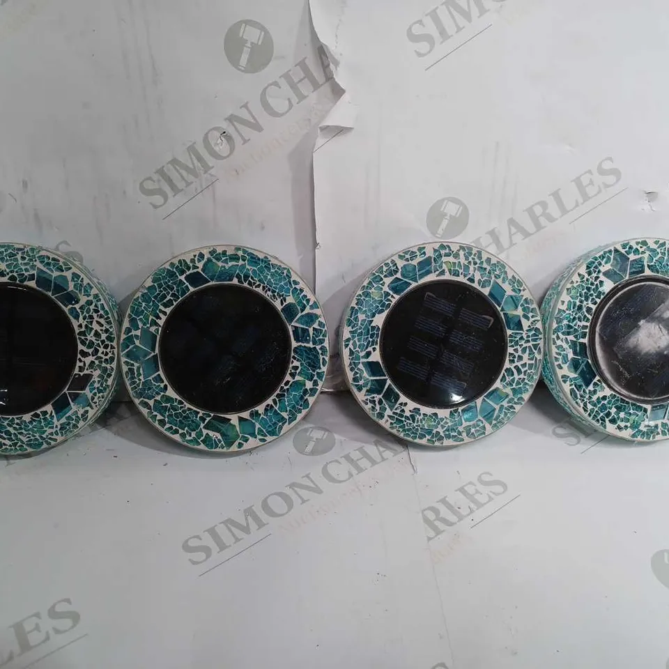 BELL & HOWELL SET OF 4 GLASS MOSAIC DESIGN SOLAR DISK LIGHTS