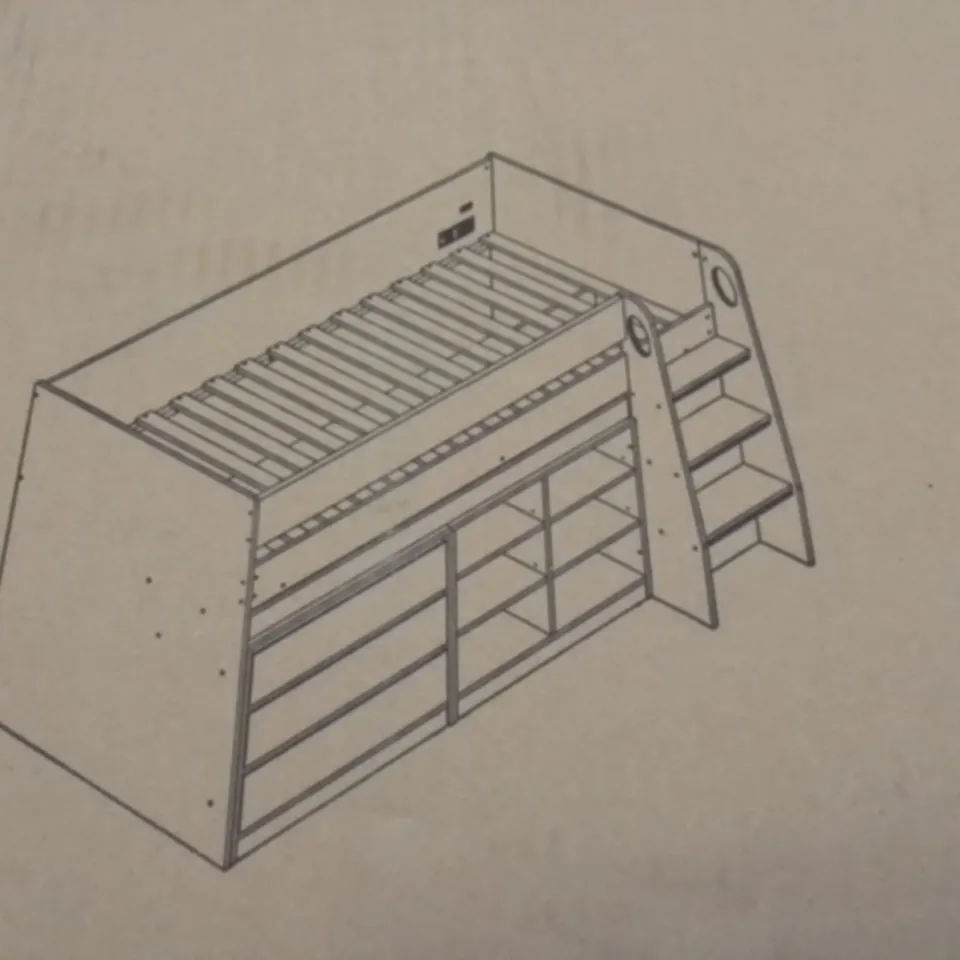 BOXED MIDSLEEPER BED FRAME IN WHITE - 4 BOXES