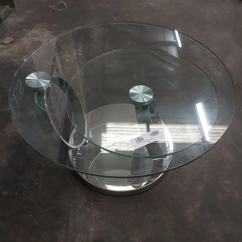 DESIGNER ROUND GLASS-TOP COFFEE TABLE 