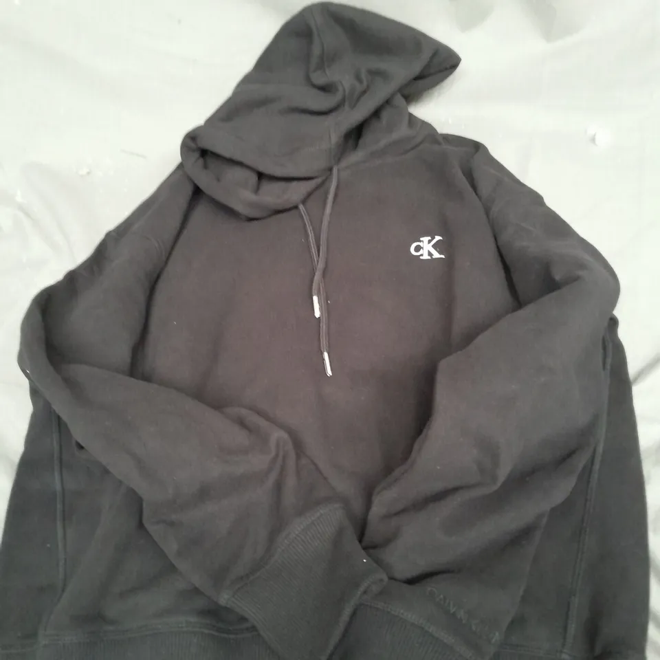 CALVIN KLEIN JEANS EMBROIDED HOODIE BLACK MEDIUM 