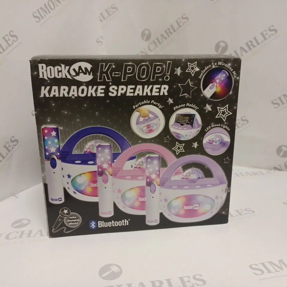 BOXED ROCKJAM 10-WATT RECHARGEABLE BLUETOOTH KARAOKE MACHINE IN BABY PINK RRP £49.99