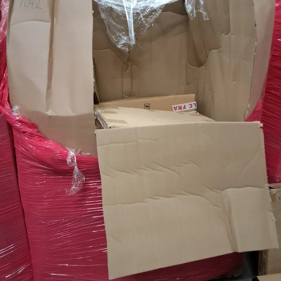 PALLET OF ASSORTED HOUSEHOLD ITEMS TO INCLUDE CEILING FAN LIGHT, PICNIC TABLE AND FOOD PROCESSOR 