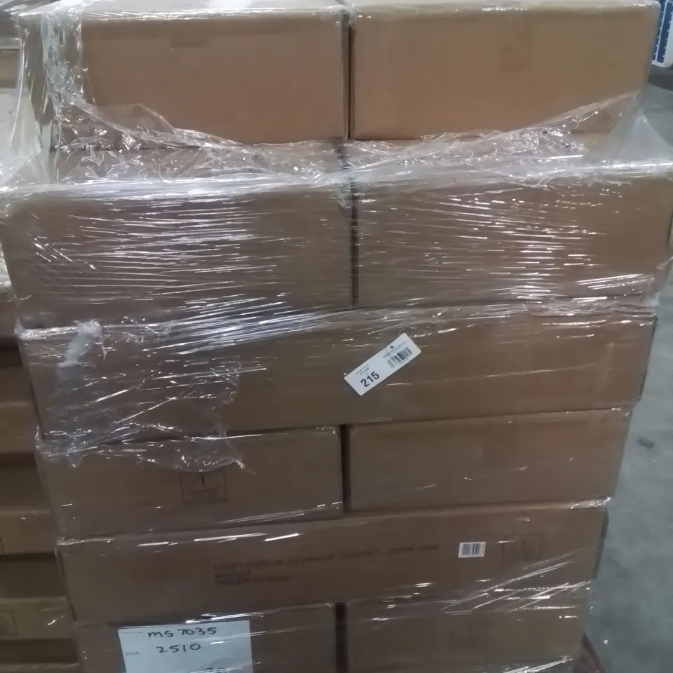 PALLET CONTAINING LARGE QUANTITY OF CD/DVD/ BOOK STORAGE CABINET  -DARK OAK-