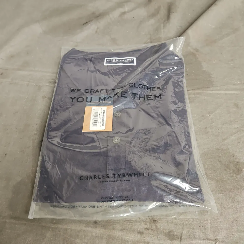 CHARLES TYRWHITT SHORT SLEEVE COTTON PIQUE POLO IN NAVY BLUE SIZE XXL