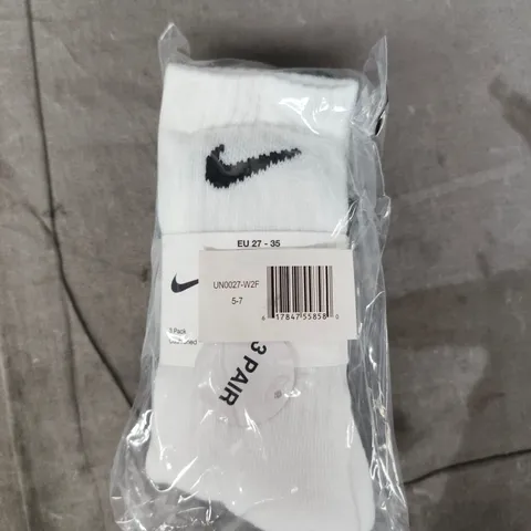 NIKE 3-PACK CUSHIONED CREW SOCKS IN VARIOUS COLOURS SIZE 9.5-2.5
