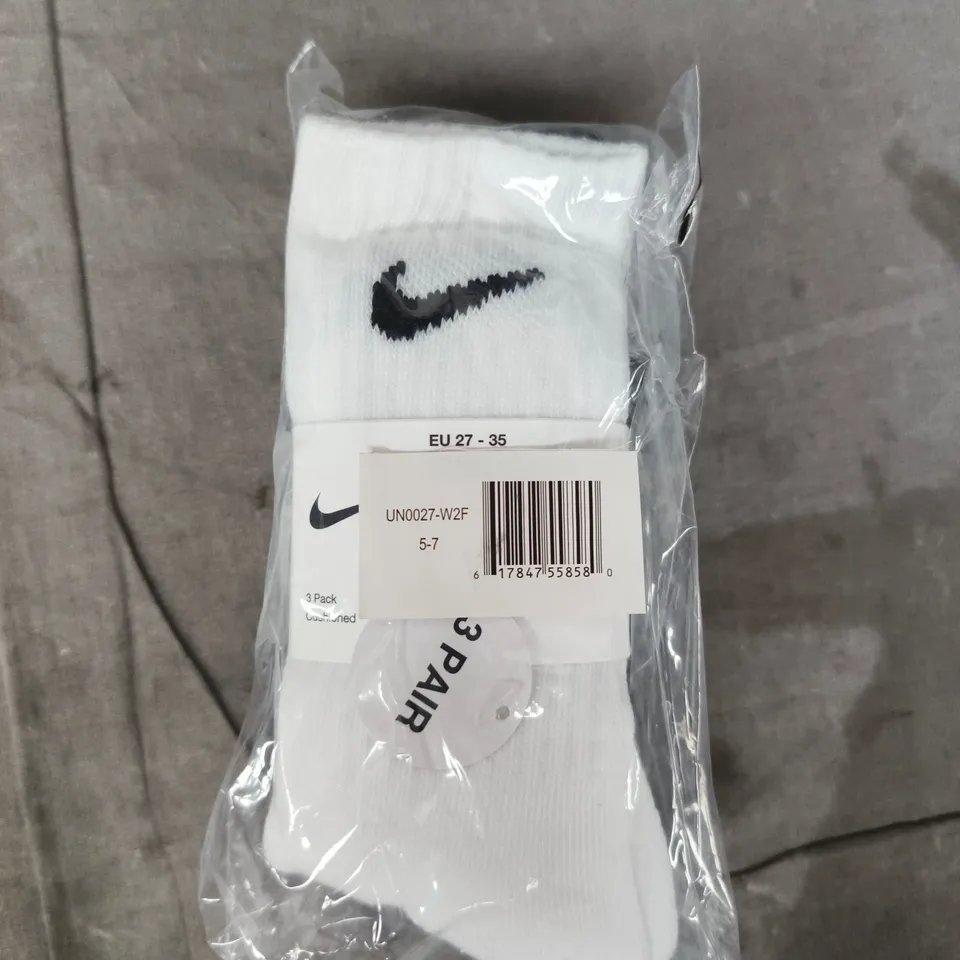 NIKE 3-PACK CUSHIONED CREW SOCKS IN VARIOUS COLOURS SIZE 9.5-2.5