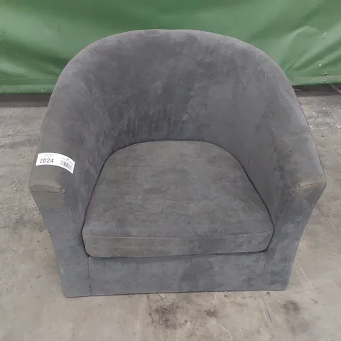 DESIGNER GREY FABRIC TUB CHAIR