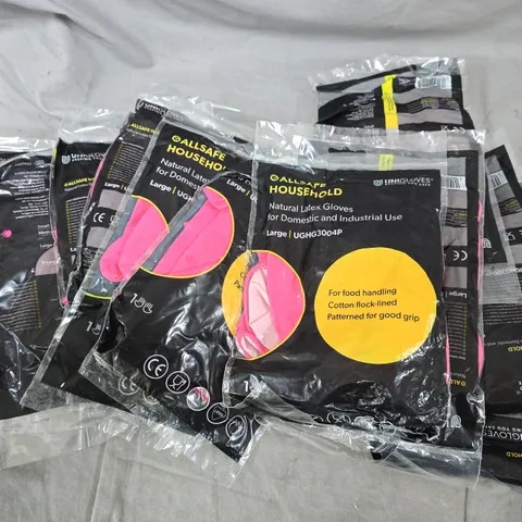 12 X PAIRS OF UNIGLOVES ALL SAFE HOUSEHOLD NATURAL LATEX GLOVES 