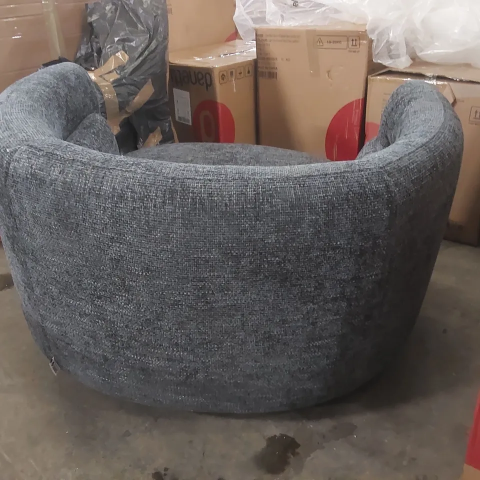 QUALITY DESIGNER DANETTI HENRY DARK BLUE CHUNKY WEAVE SWIVEL LOVE SEAT