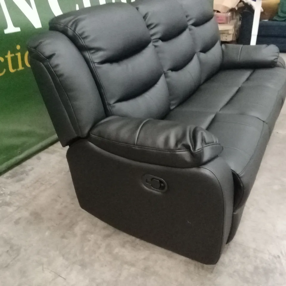 ROTHBURY LUXURY FAUX LEATHER HIGH BACK 3 SEATER MANUAL RECLINER SOFA - BLACK RRP £729