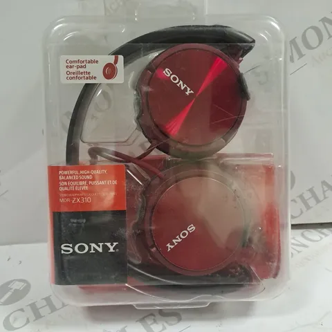 BOXED SONY MDR-ZX310 STEREO OVER-EAR HEADPHONES IN RED