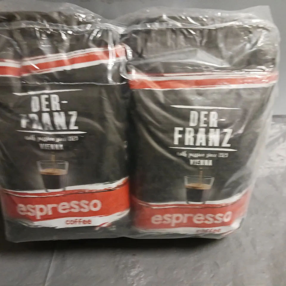 LOT OF 4 1KG PACKS OF DER FRANZ ESPRESSO COFFEE WHOLE BEANS