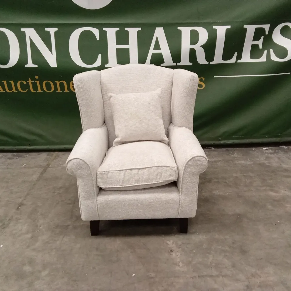 DENTON CHUNKY WEAVE FABRIC WING CHAIR RRP £379