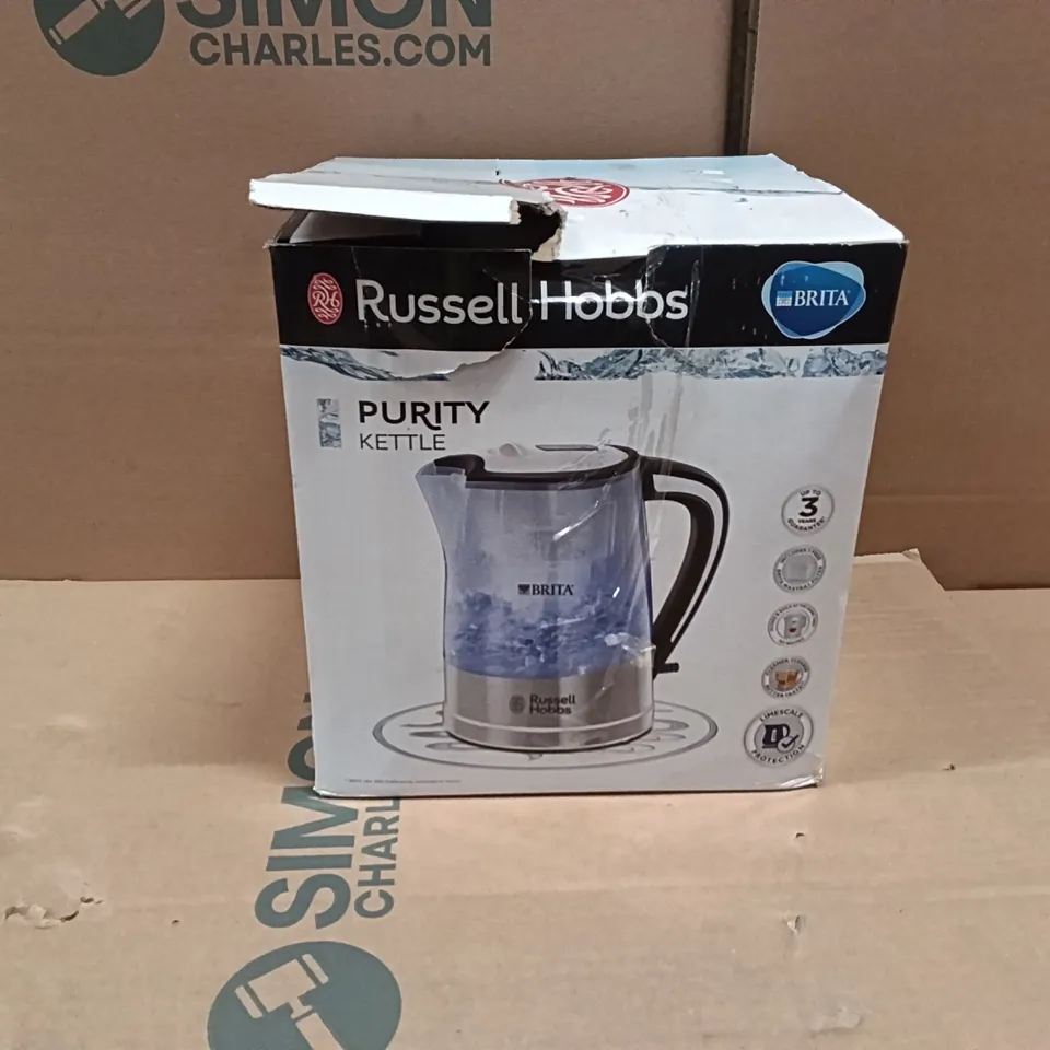 BOXED RUSSELL HOBBS 22851 BRITA PURITY FILTER PLASTIC KETTLE