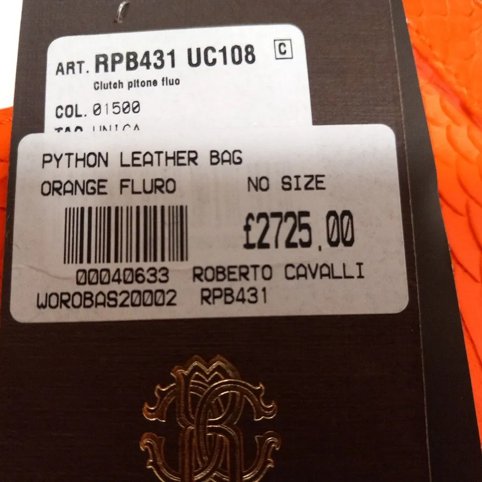 ROBERTO CAVALLI ORANG FLURO PYTHON LEATHER BAG