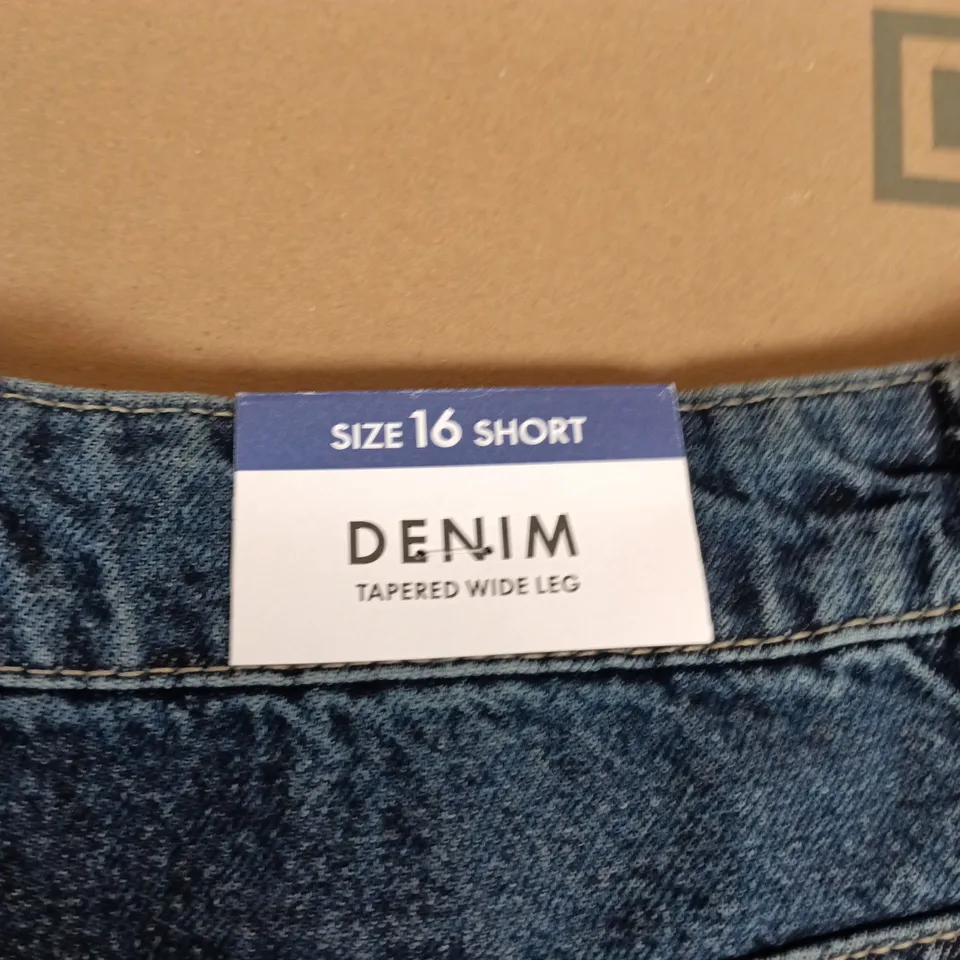 NEW LOOK DENIM JEANS – UK 16 SHORT, TAPERED WIDE LEG
