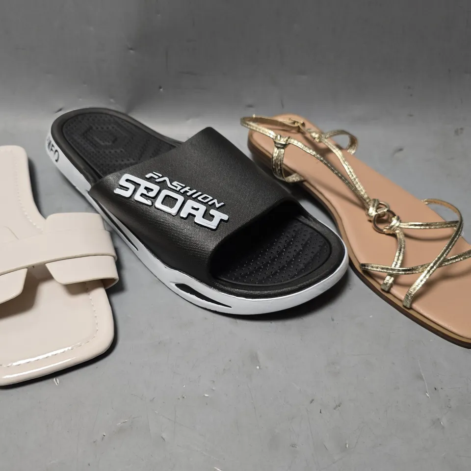 BOX OF APPROXIMATELY 6 PAIRS OF ASSORTED SHOES IN VARIOUS COLOUR, STYLES AND SIZES