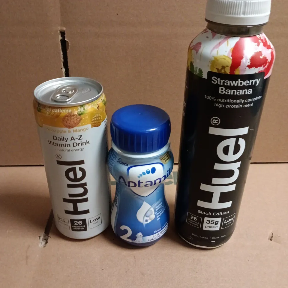 APPROXIMATELY 10 ASSORTED DRINK PRODUCTS TO INCLUDE HUEL & APTAMIL 
