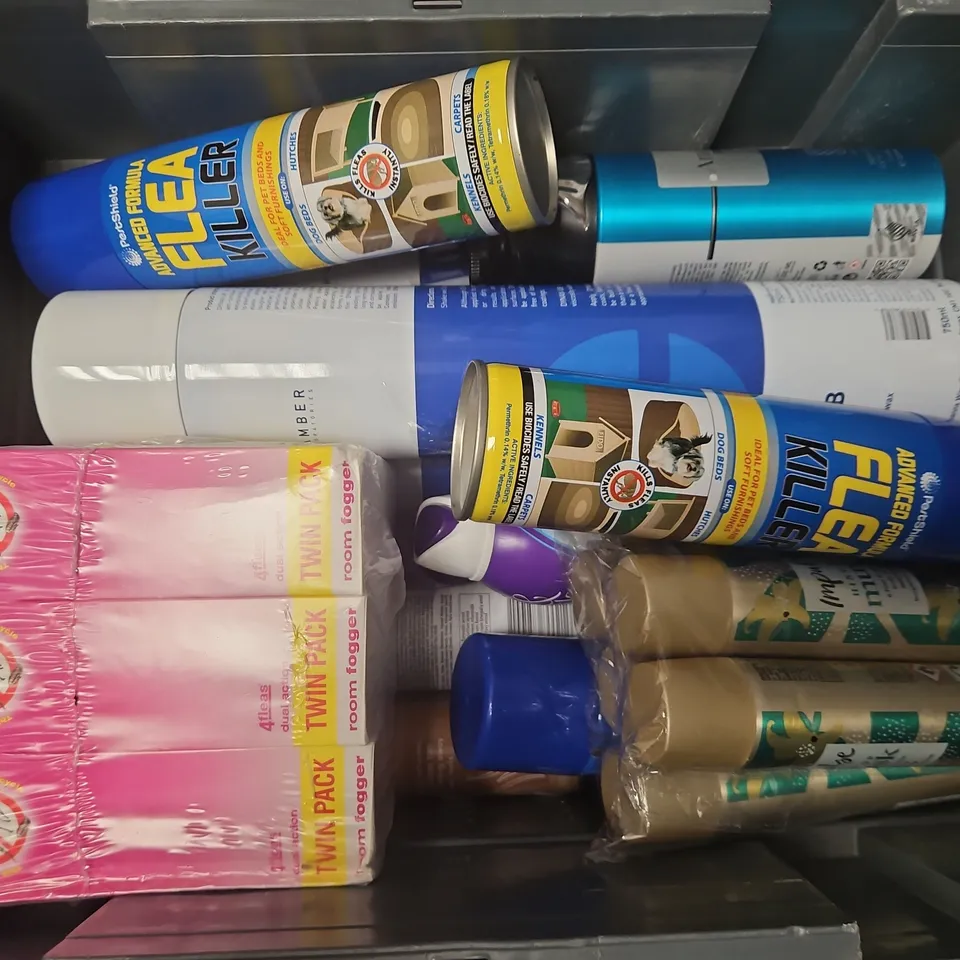 APPROXIMATELY 12 ASSORTED AEROSOLS TO INCLUDE FLEA KILLER, IMPULSE HINT OF MUSK, JOHNSONS ROOM FOGGER, ETC - COLLECTION ONLY