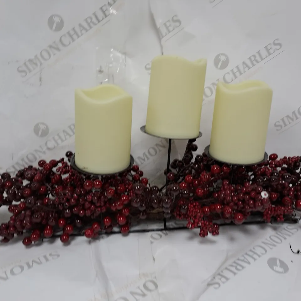 HOME REFLECTIONS MIXED BERRY CANDLE HOLDER WITH LED CANDLES