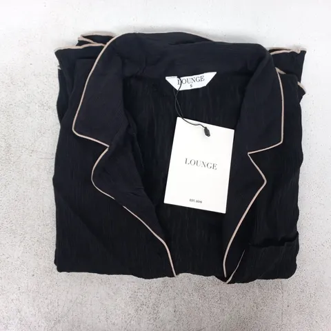 LOUNGE CRINKLE-STYLE COLLARED PYJAMA SHIRT IN BLACK SIZE SMALL