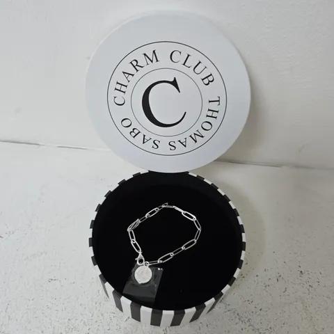 BOXED THOMAS SABO SILVER WHITE COLD ENAMEL LONG LINK CHARM BRACELET 