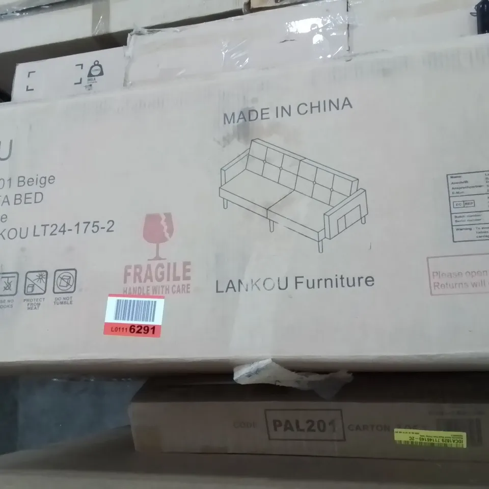 BOXED HEWSON 3 SEATER RECLINING SLEEPER SOFA -BEIGE-