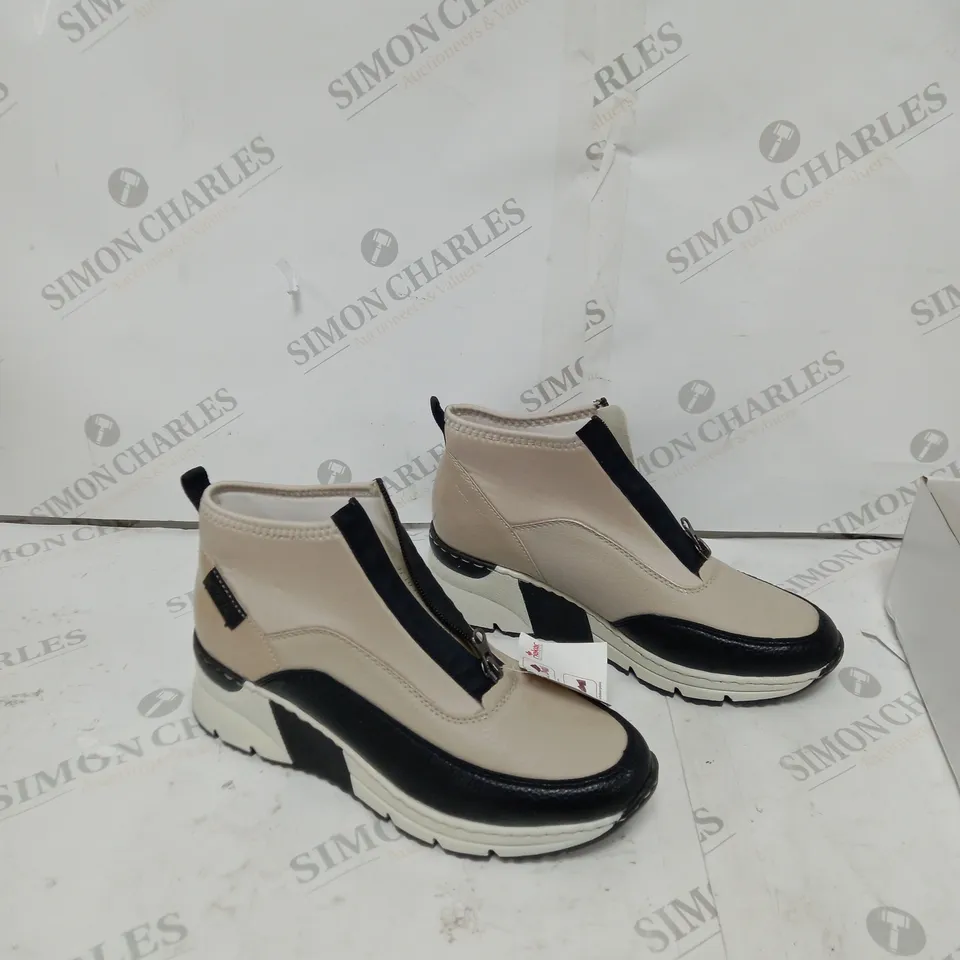 RIEKER HIGH TOP TRAINER OFF WHITE SIZE 6 - BOXED 