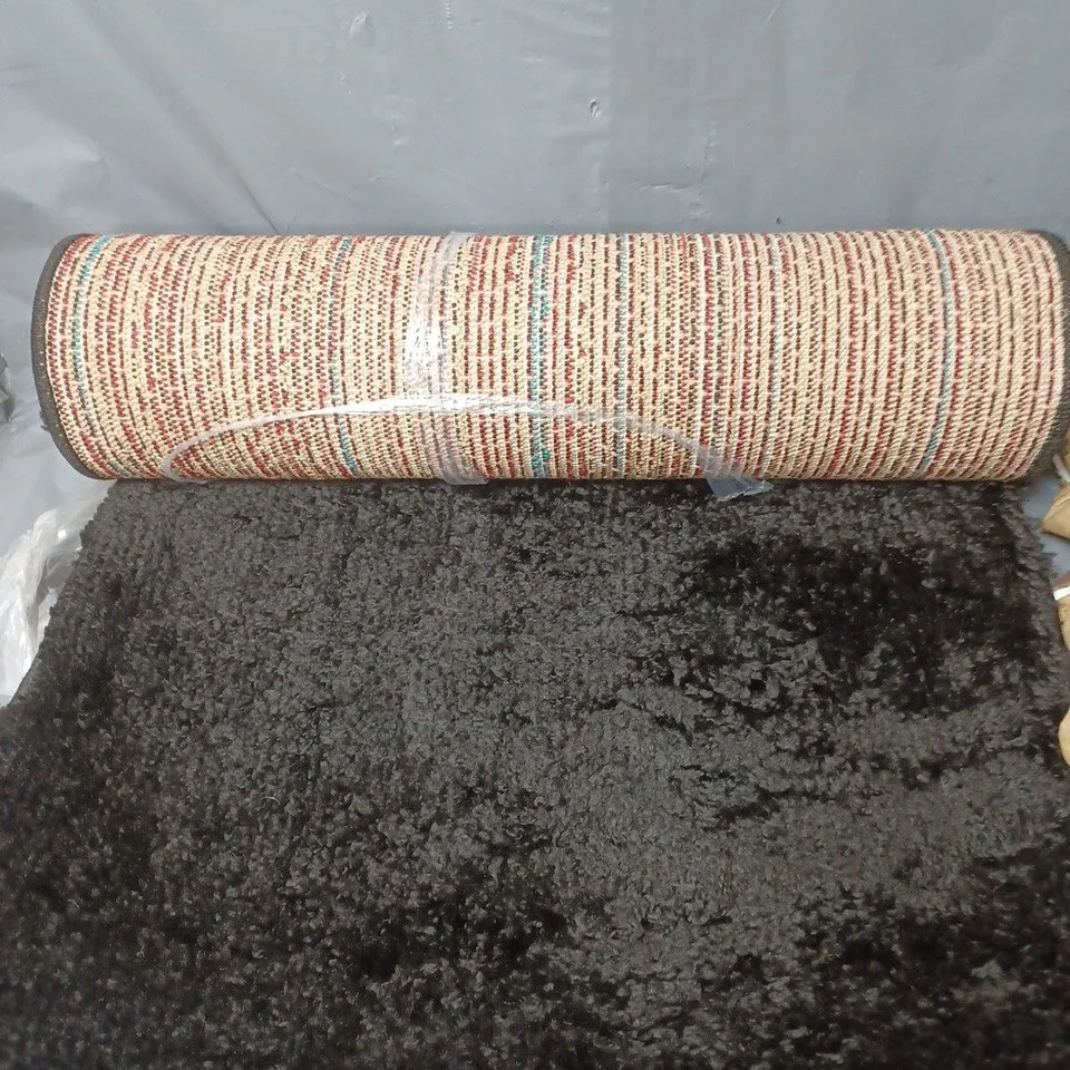 markhor home living dream shaggy rug - black - 60 x 220
