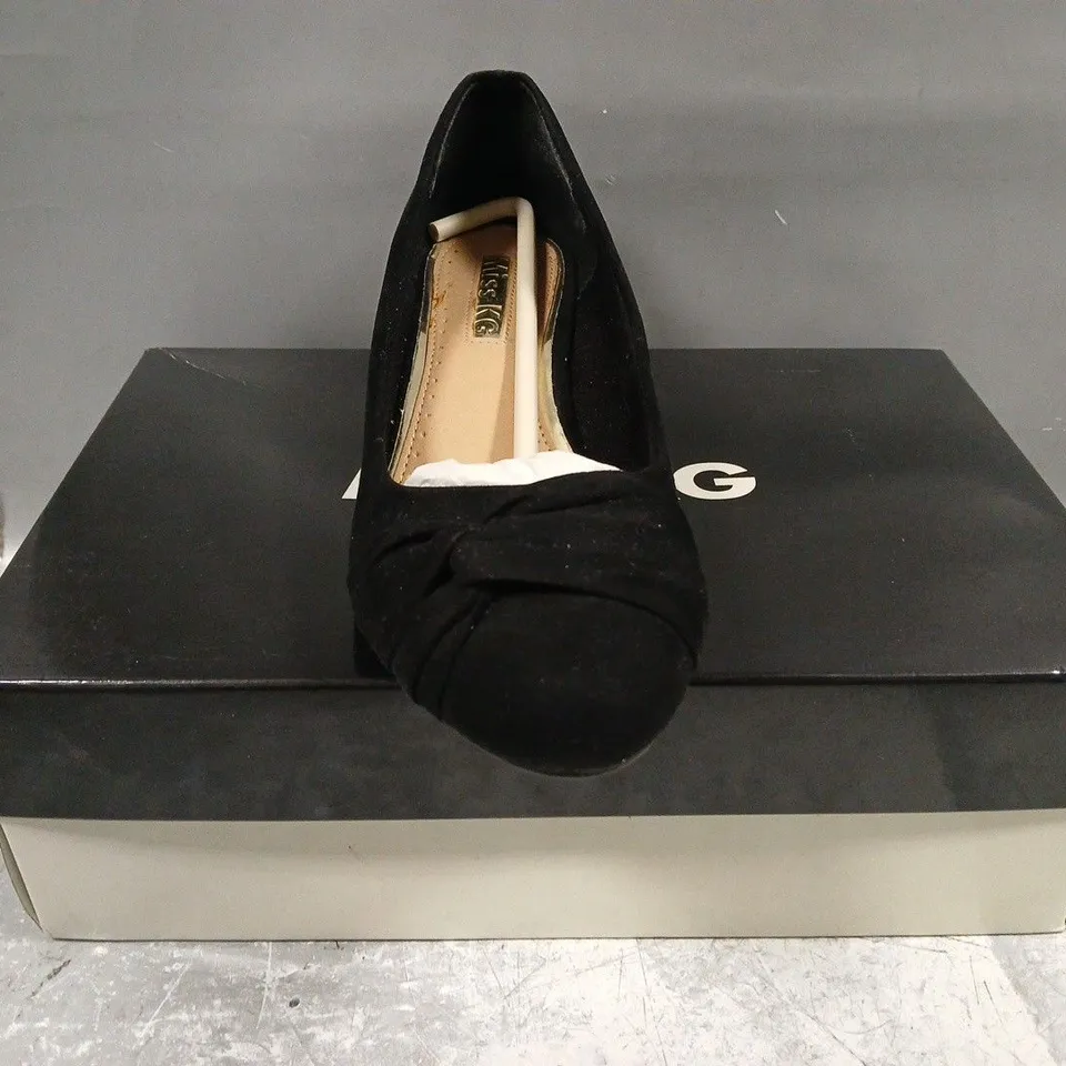 BOXED PAIR OF MISS KG WEDGE SLIP-ON SHOES IN BLACK SIZE EU 38