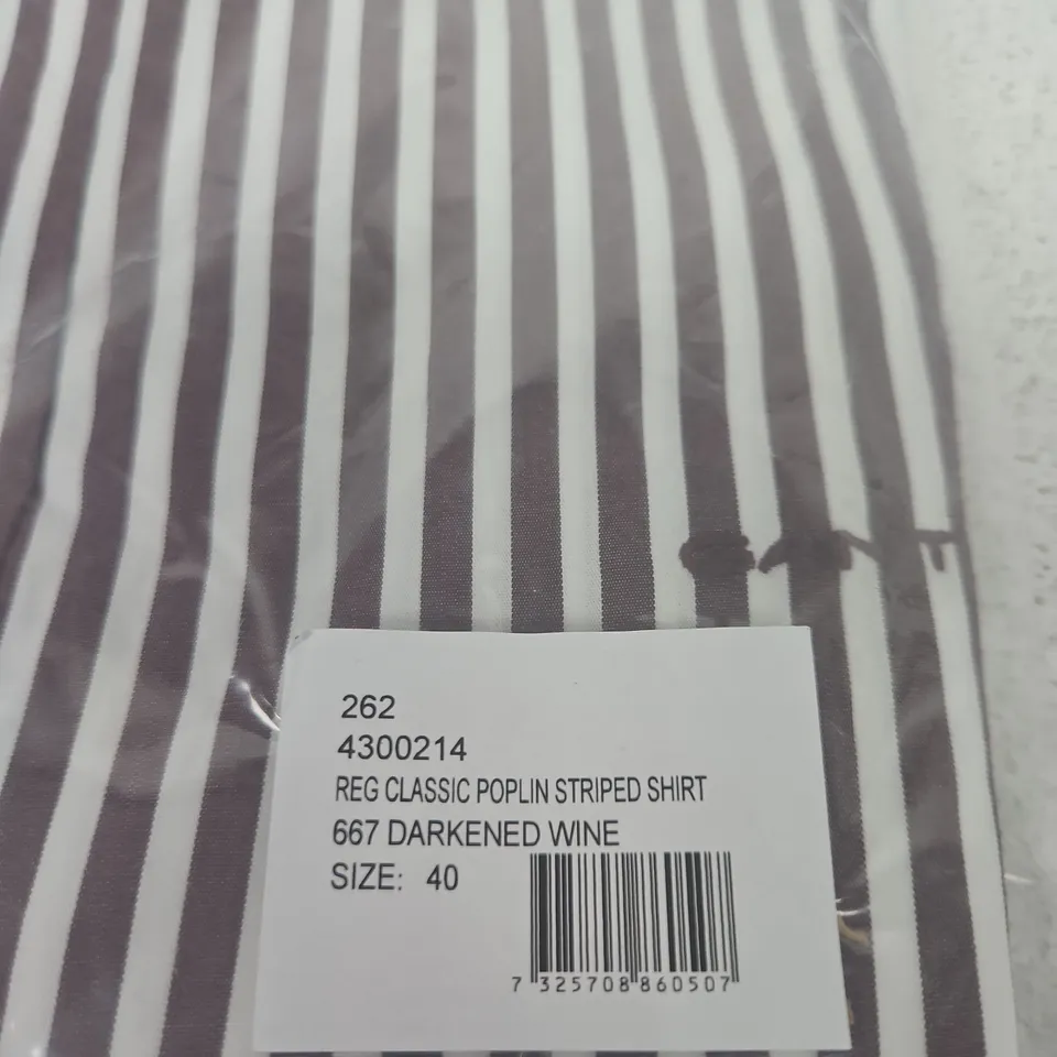 GANT REG CLASSIC POPLIN STRIPED SHIRT – DARKENED WINE, EU SIZE 40