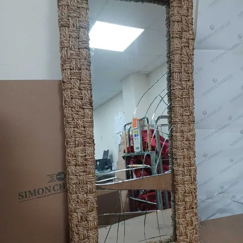 BOXED RECTANGLE WOVEN MIRROR 100CM 